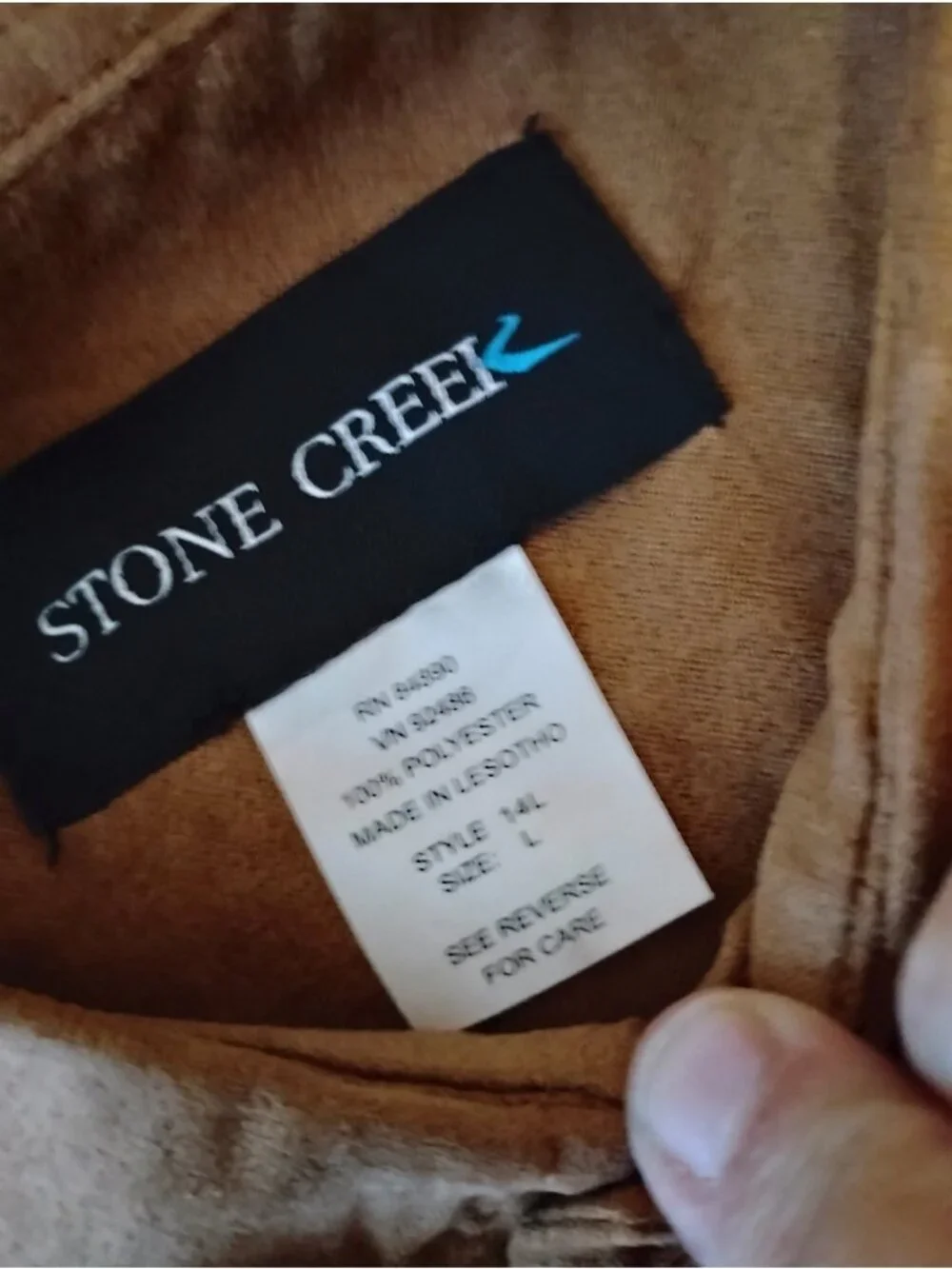 New Vintage Stone Creek Mens Button-Down Shirt Faux Suede Cowboy Size L Pocket